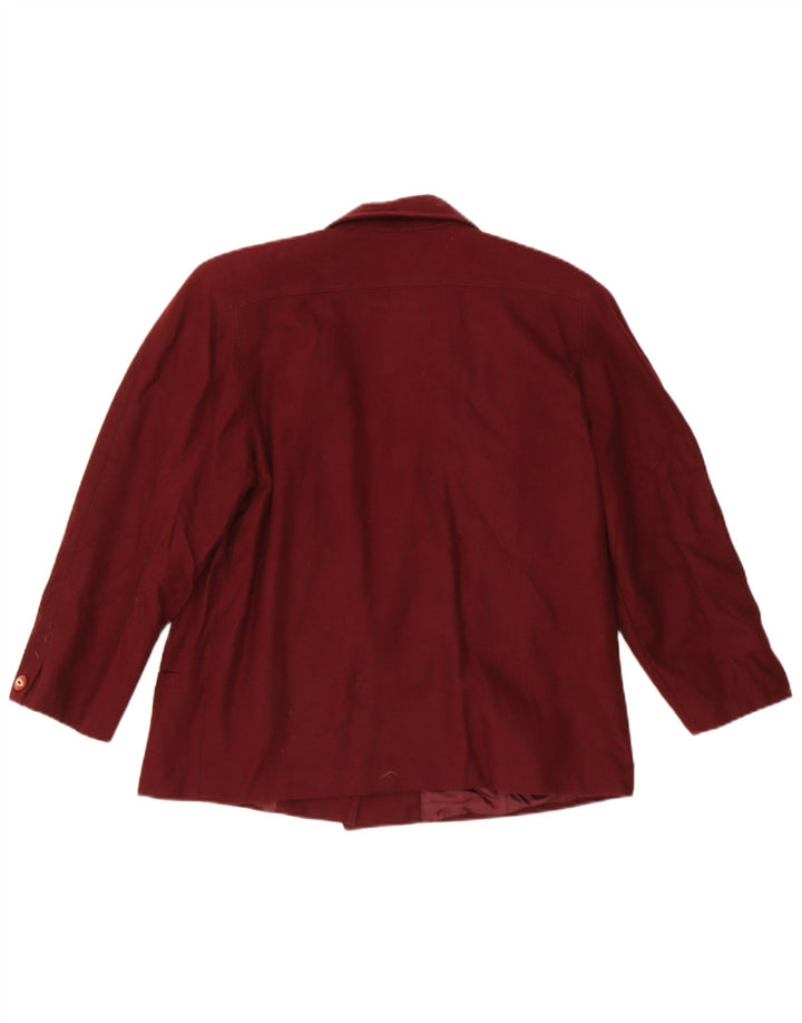 VINTAGE Womens 1 Button Blazer Jacket UK 12 Medium Burgundy Wool