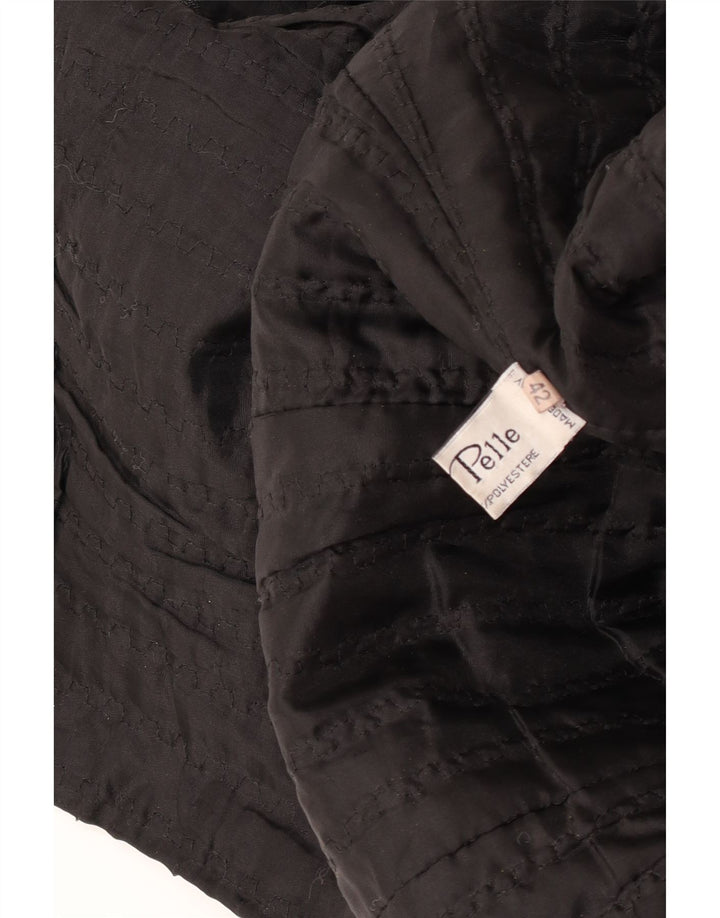 Винтажное женское кожаное пальто IT 42 Medium Black Leather