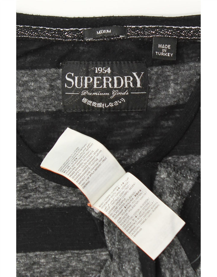 Женская футболка с рисунком Superdry Top UK 12, средний полиэстер в черную полоску