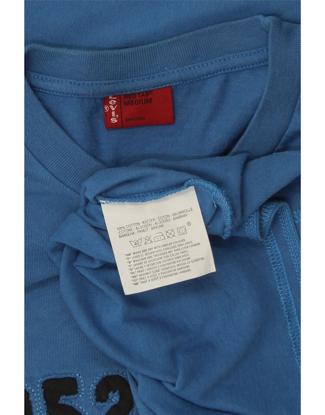Мужской топ с рисунком LEVI's, длинный рукав, средний синий хлопок, хлопок