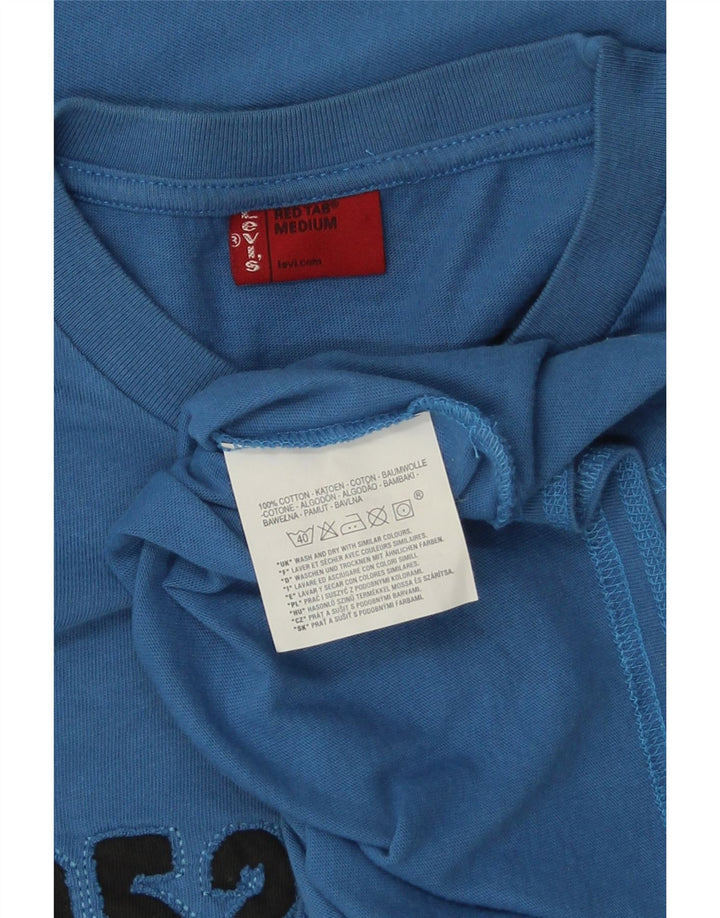 Мужской топ с рисунком LEVI's, длинный рукав, средний синий хлопок, хлопок
