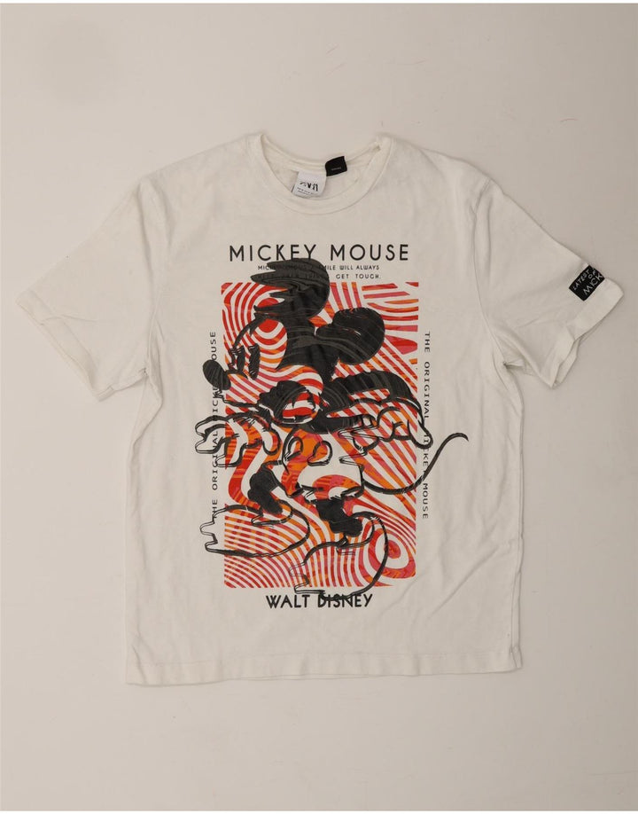 ZARA Womens Mickey Mouse Graphic T-Shirt Top UK 14 Medium White Vintage Zara and Second-Hand Zara from Messina Hembry 