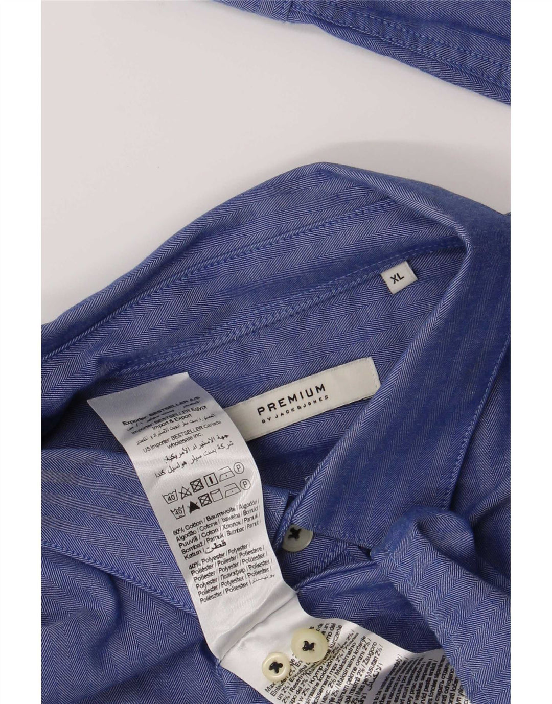 Мужская рубашка Jack & Jones XL, синяя хлопковая елочка