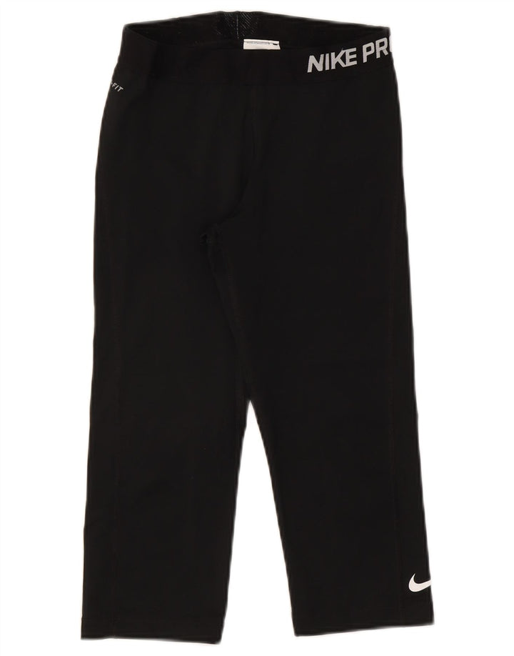 Женские леггинсы-капри с графическим рисунком Nike Dri Fit UK 12, средний черный полиэстер