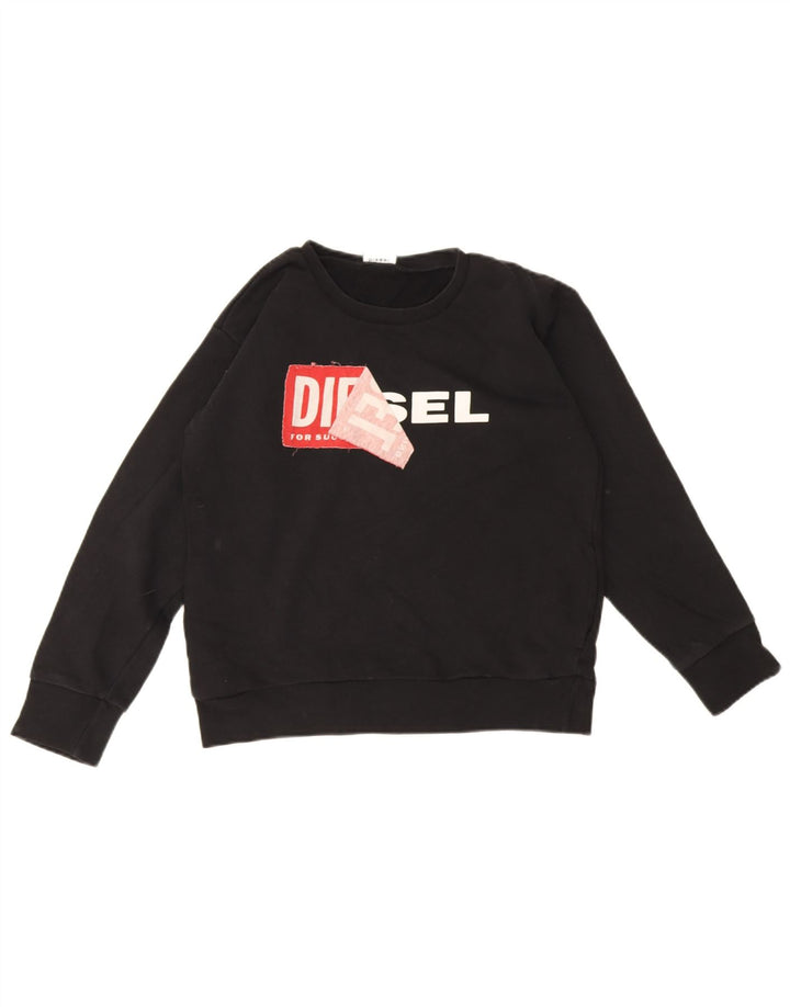 Женский свитер с рисунком Diesel UK 12, средний черный хлопковый джемпер