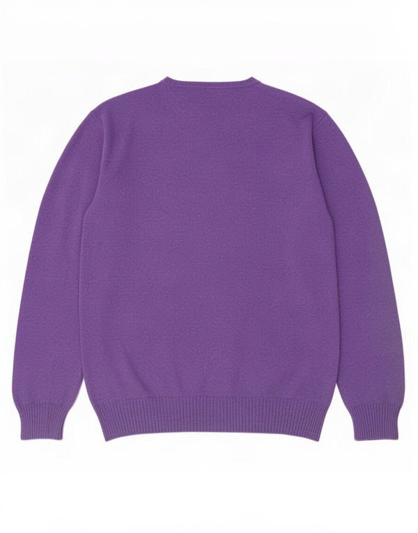 Zara Mens V-Neck Jumper Sweater Large Purple Viscose