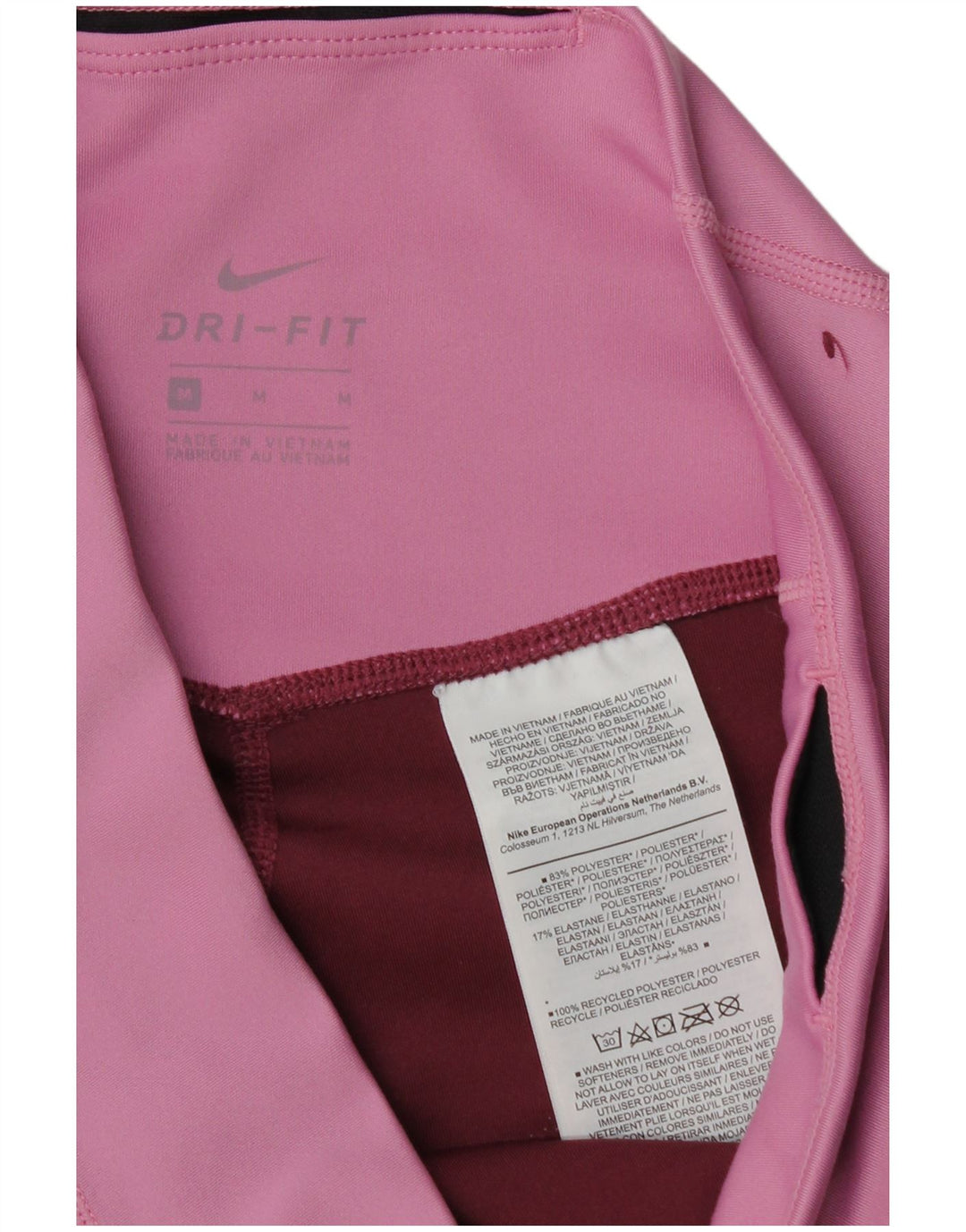 Женские леггинсы NIKE Dri Fit UK 14, средний бордовый, полиэстер с цветными блоками