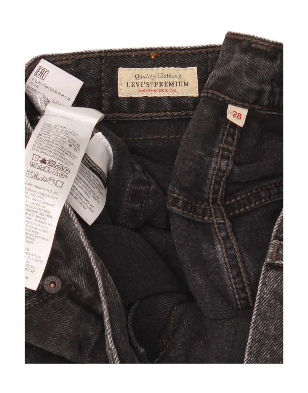 Женские джинсовые шорты Levi's W28, хлопковые, среднего размера, черные