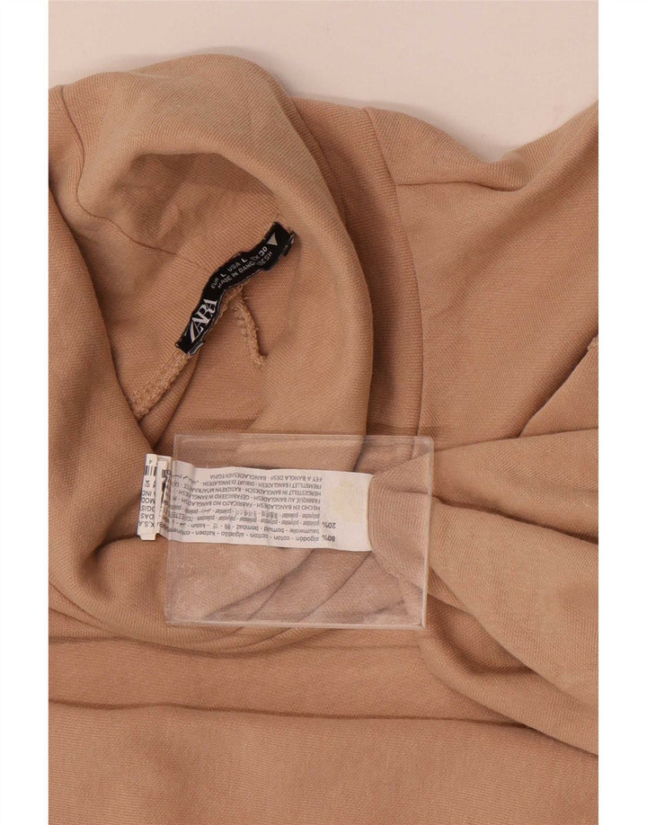 Женское платье прямого кроя Zara UK 16, большой размер, бежевый хлопок