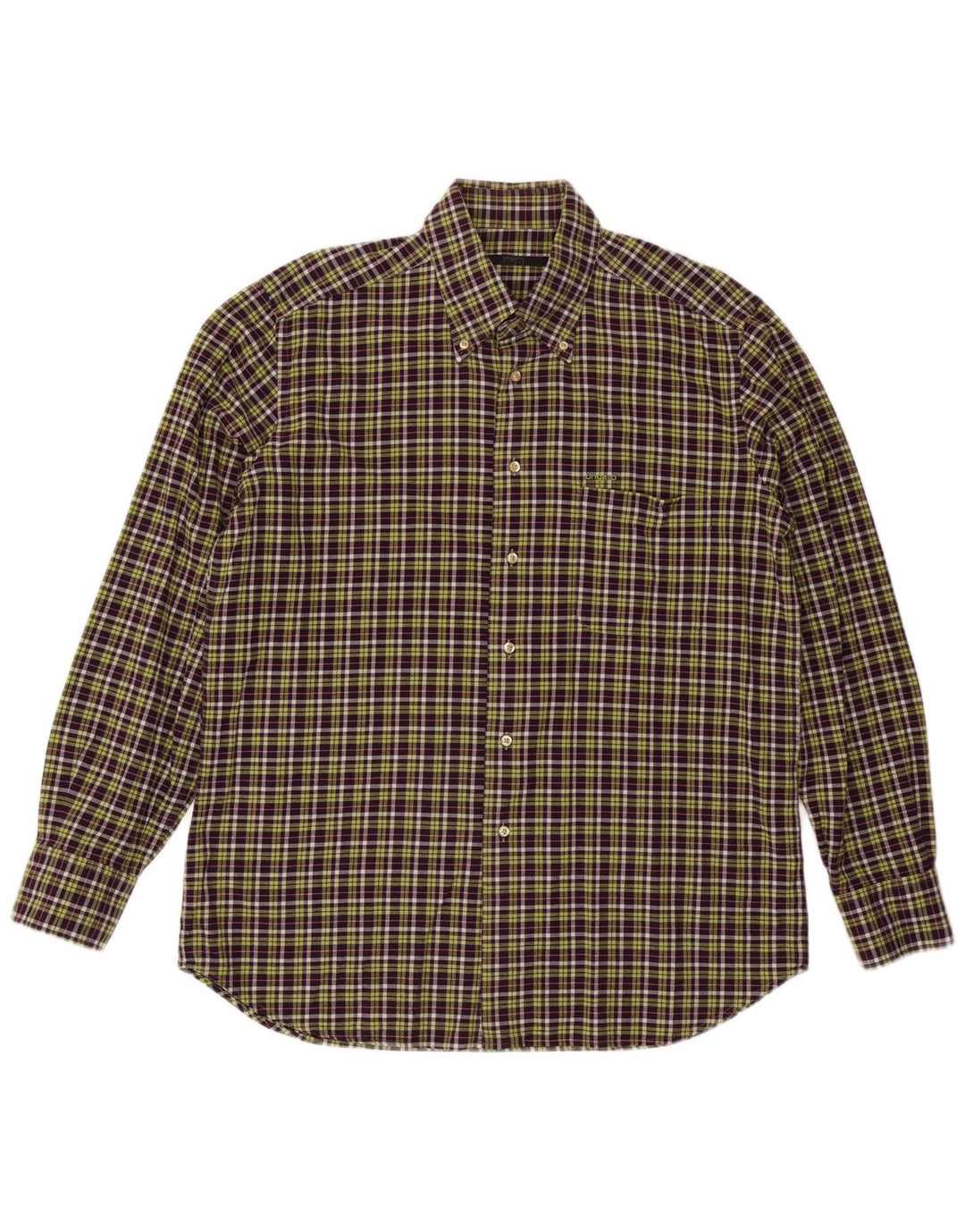 Мужская рубашка UNGARO, размер 43 17 XL, фиолетовая клетка
