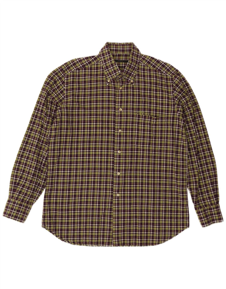 Мужская рубашка UNGARO, размер 43 17 XL, фиолетовая клетка