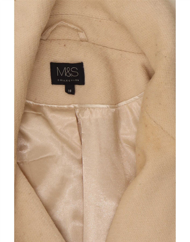 Женское двубортное пальто Marks & Spencer UK 18 XL, полиэстер бежевого цвета