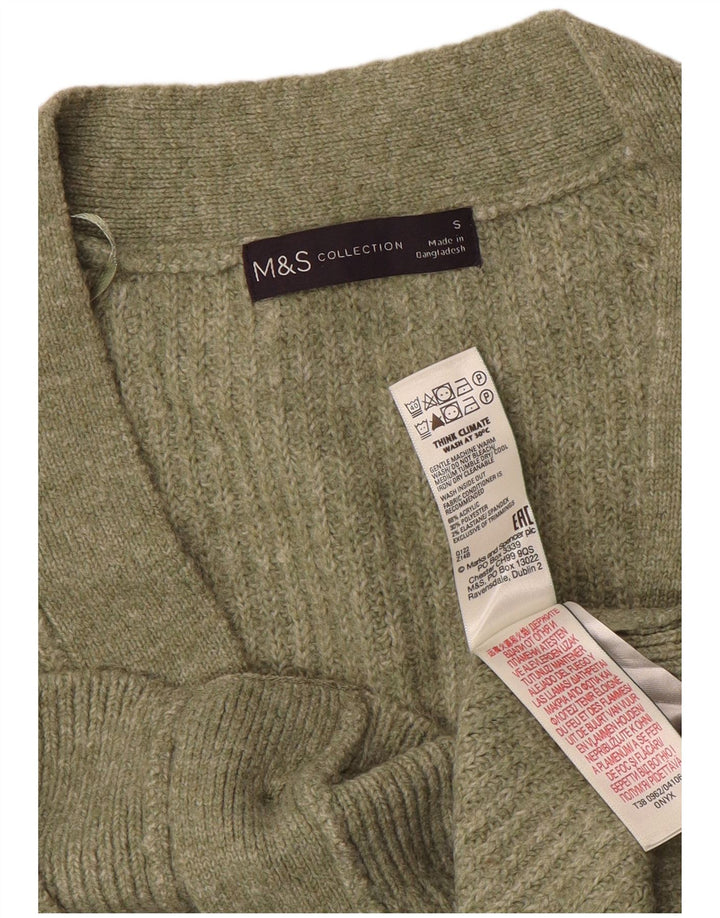 Женский свитер-кардиган большого размера MARKS & SPENCER UK 10, маленький зеленый