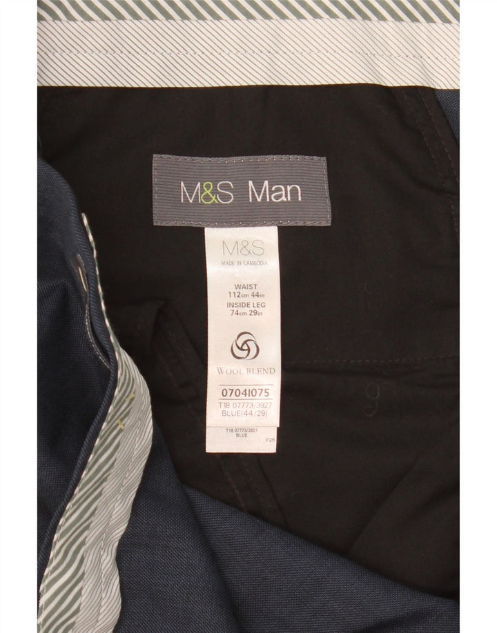 Мужские прямые костюмные брюки MARKS & SPENCER W44 L29 синие, полиэстер
