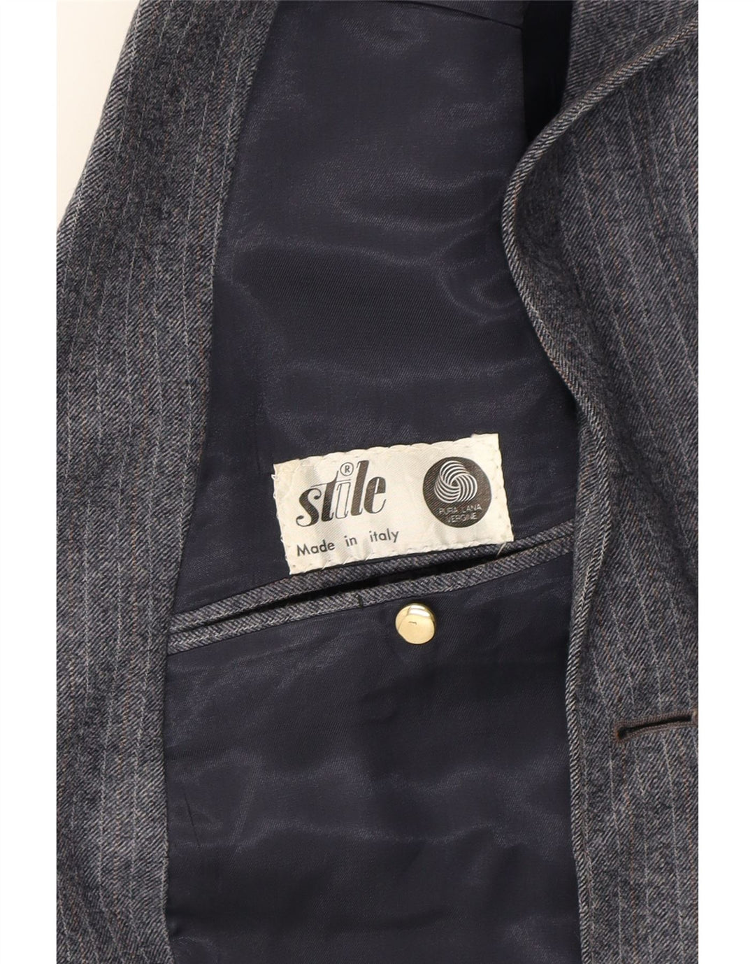 VINTAGE Mens 2 Button Blazer Jacket EU 42 XL Navy Blue Pinstripe Classic Vintage Vintage and Second-Hand Vintage from Messina Hembry 