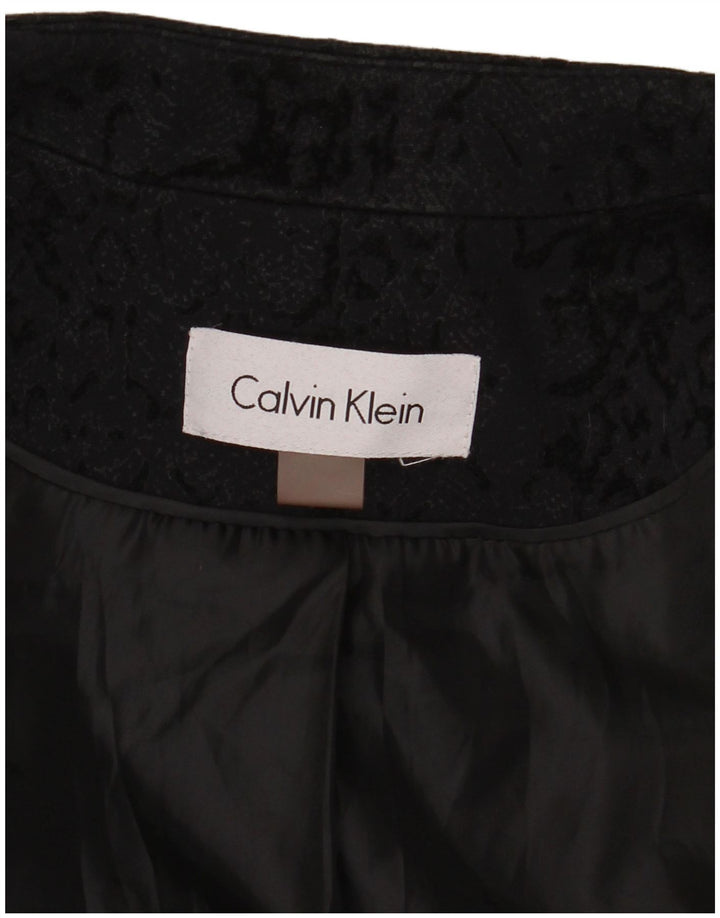 CALVIN KLEIN Womens Open Abstract Pattern Bolero Jacket UK 14 Medium Black