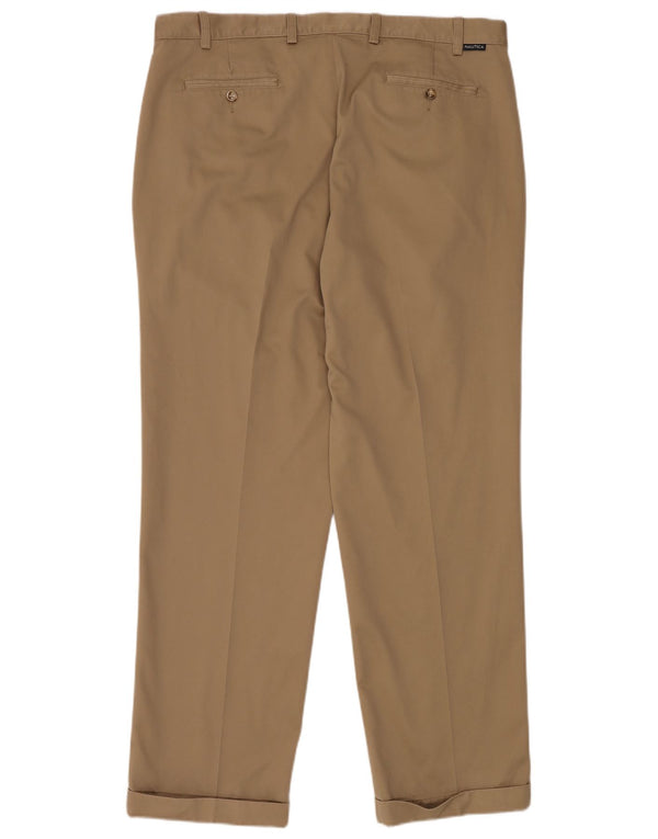 NAUTICA Мужские брюки-чиносы Rigger классического кроя с ремешками W40 L32 Коричневые хлопковые брюки