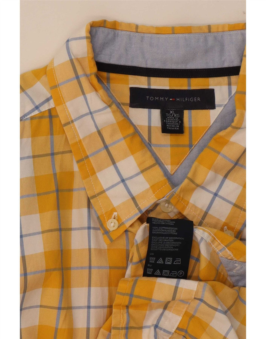 Мужская рубашка Tommy Hilfiger XL, желтая клетка, хлопок
