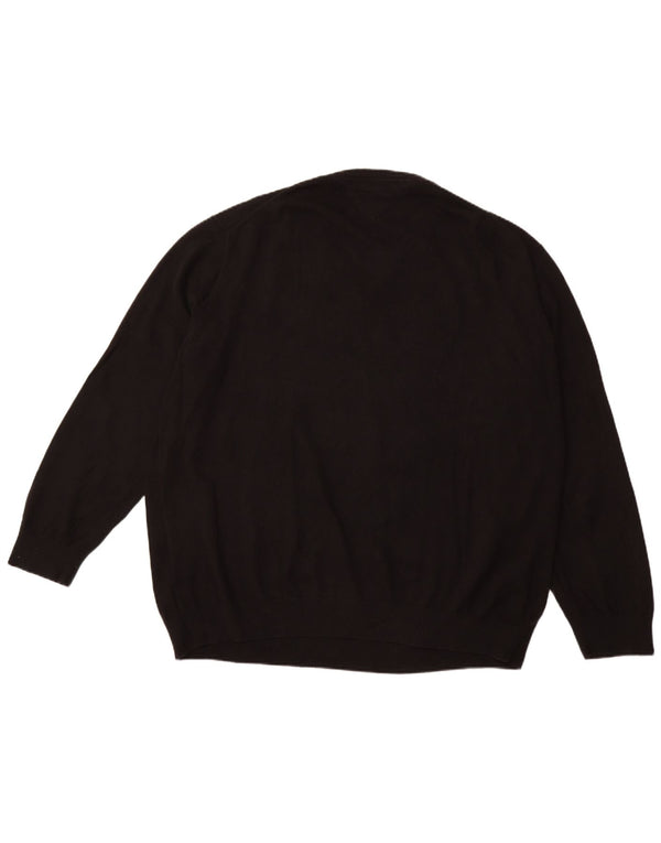 TOMMY HILFIGER Мужской джемпер с v-образным вырезом 4XL, черный хлопок