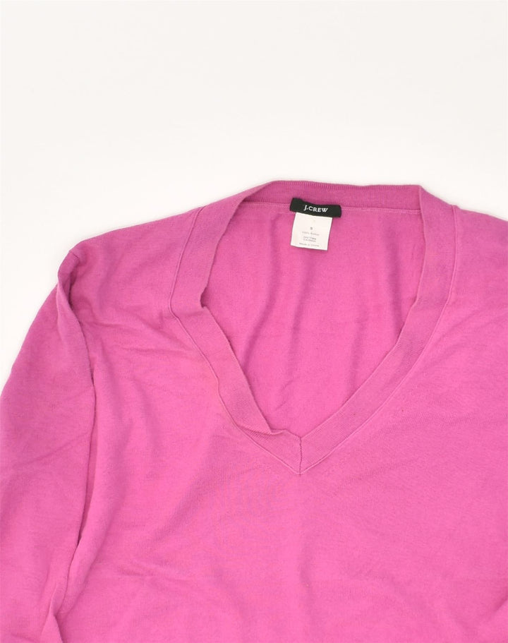 J. CREW Womens Loose Fit V-Neck Jumper Sweater UK 10 Small Pink Cotton | Vintage J. Crew | Thrift | Second-Hand J. Crew | Used Clothing | Messina Hembry 