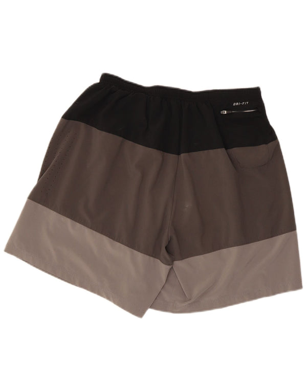 Женские спортивные шорты Nike Dri Fit UK 14, большие серые цвета, полиэстер с цветными блоками