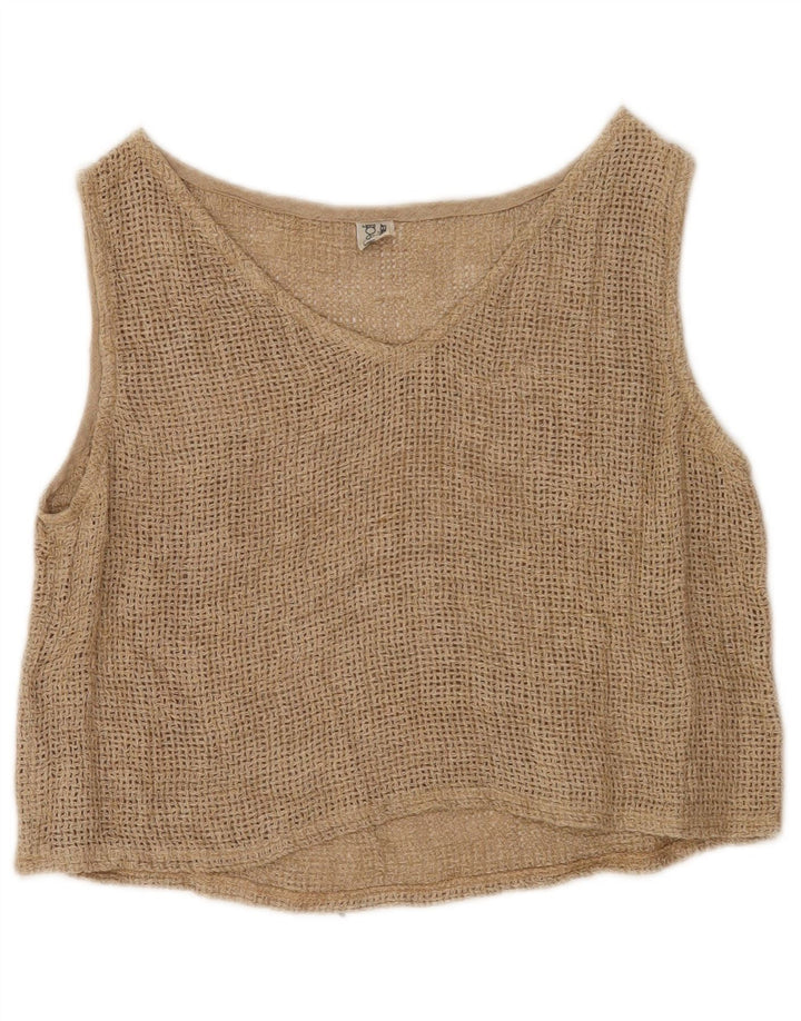 Винтажный женский прозрачный комплект из 2 предметов с 1 пуговицей, Великобритания, 12, средний бежевый цвет