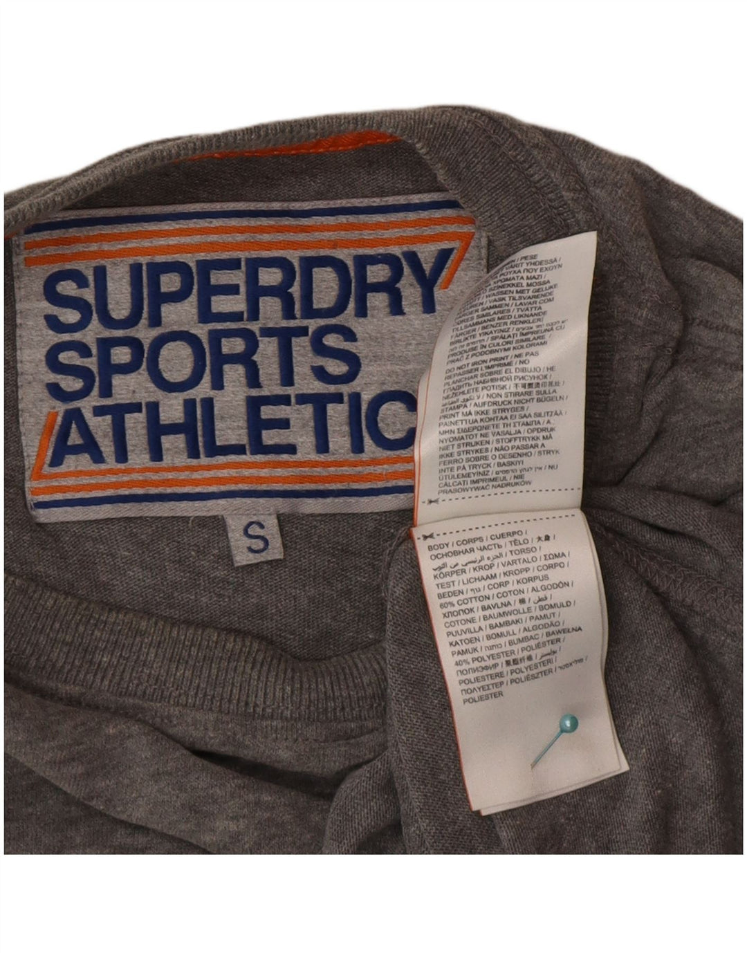 Мужской топ с графическим рисунком Superdry, маленький серый хлопок с длинными рукавами и цветными блоками