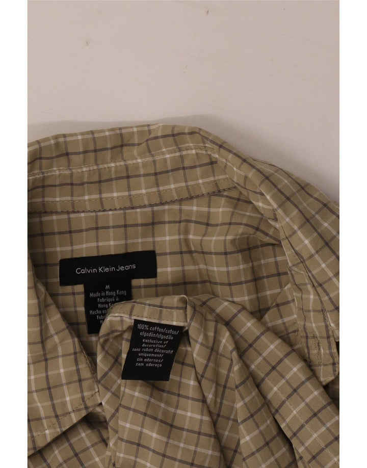 Мужская рубашка с коротким рукавом Calvin Klein Jeans, средний цвет хаки, хлопок в клетку