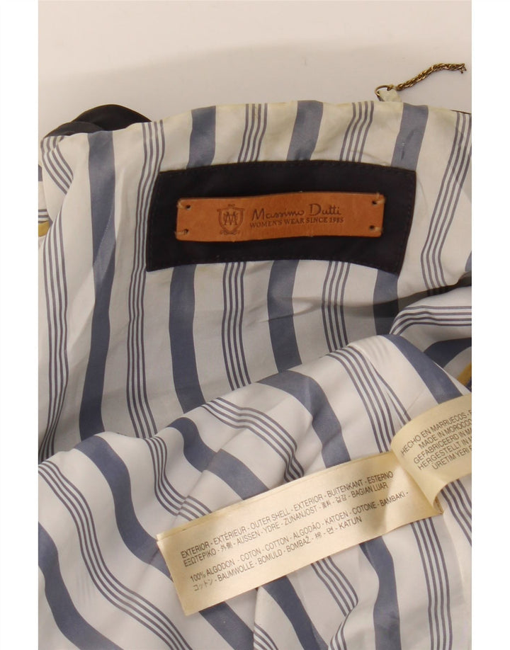 Massimo Dutti Женский Тренч UK 12 Средний Темно-Синий Хлопок
