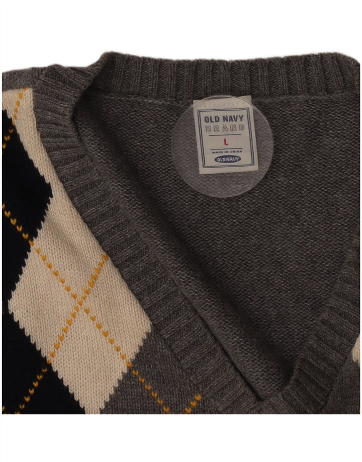 Мужская майка Old Navy, большой серый хлопок с узором аргайл/ромб