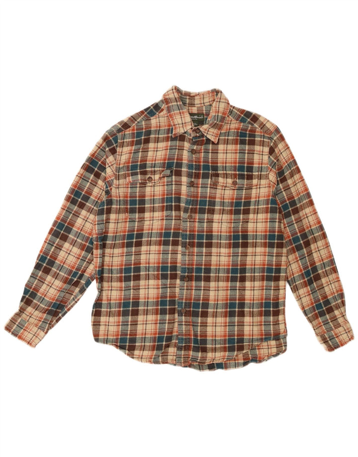 Мужская фланелевая рубашка Eddie Bauer, большая бежевая клетка, хлопок
