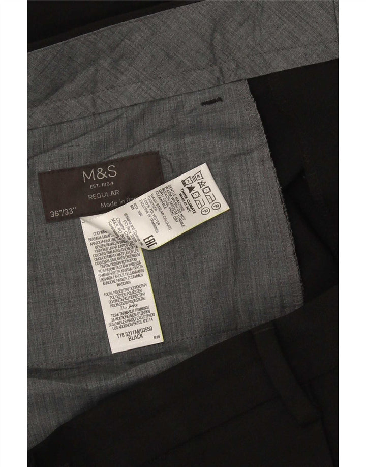Мужские классические брюки Marks & Spencer W36 L33, черный полиэстер