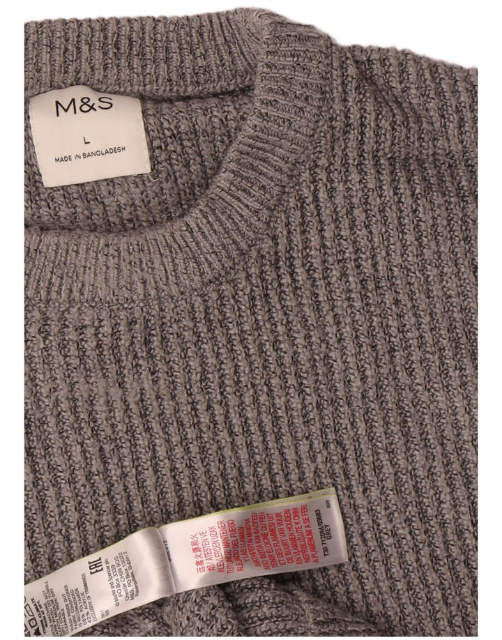 Мужской джемпер с круглым вырезом Marks & Spencer, большой серый полиамид