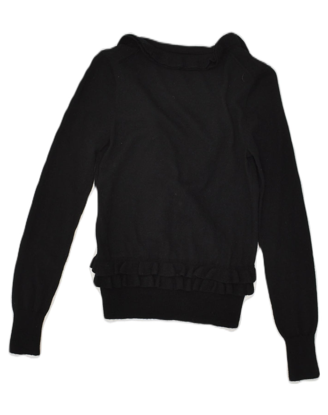 J. CREW Womens Ruffle Cardigan Sweater UK 6 XS Black | Vintage J. Crew | Thrift | Second-Hand J. Crew | Used Clothing | Messina Hembry 