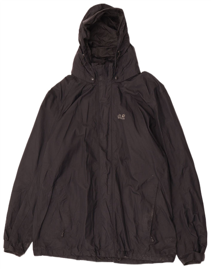 Мужская дождевик с капюшоном Jack Wolfskin UK 50 3XL, черный полиамид
