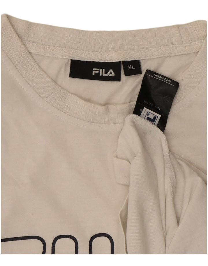 Мужская футболка с рисунком FILA, топ XL, белый хлопок
