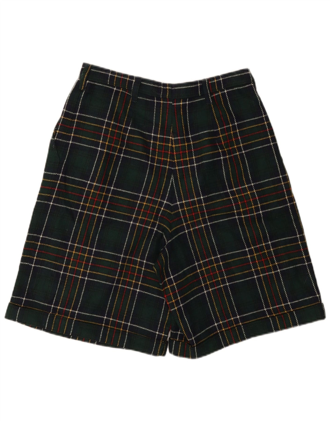 ВИНТАЖНЫЕ женские повседневные шорты с высокой талией W28, средние зеленые клетчатые шорты