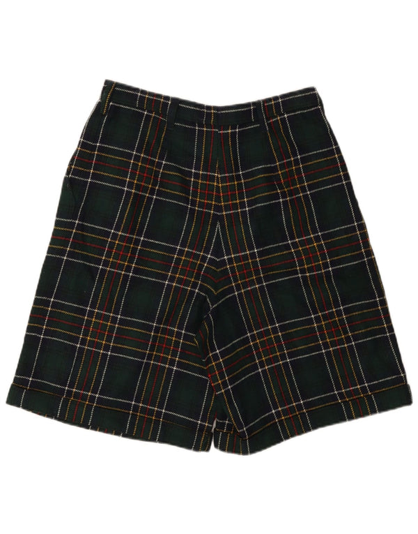 ВИНТАЖНЫЕ женские повседневные шорты с высокой талией W28, средние зеленые клетчатые шорты