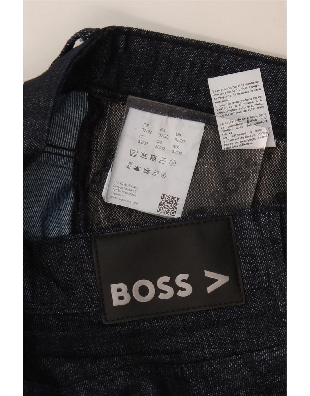 Мужские прямые джинсы HUGO BOSS W32 L32 темно-синие, хлопок