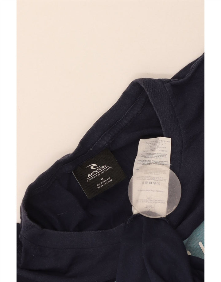 Мужская футболка свободного кроя Rip Curl с рисунком, топ среднего размера, темно-синий, хлопок