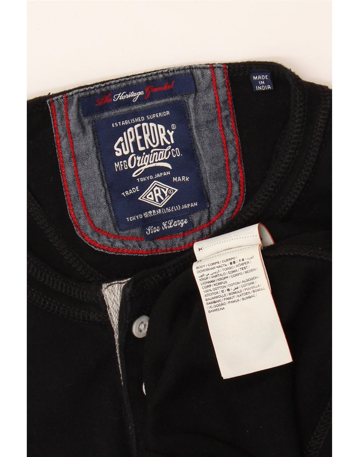 SUPERDRY Мужской топ Heritage с длинным рукавом XL, черный хлопок