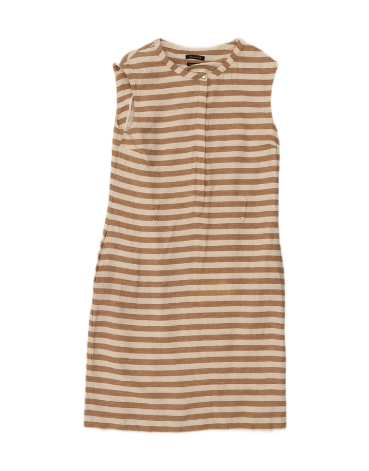 MASSIMO DUTTI Womens Sleeveless Shift Dress EU 36 XS Beige Striped Vintage Massimo Dutti and Second-Hand Massimo Dutti from Messina Hembry 