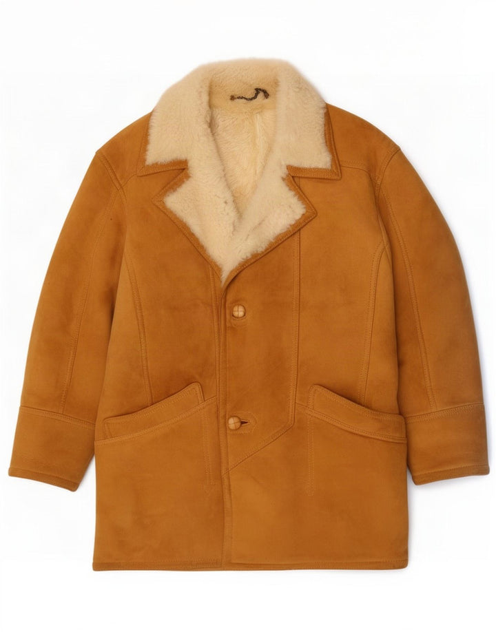 Винтажное мужское пальто из овчины IT 48 Medium Beige Leather