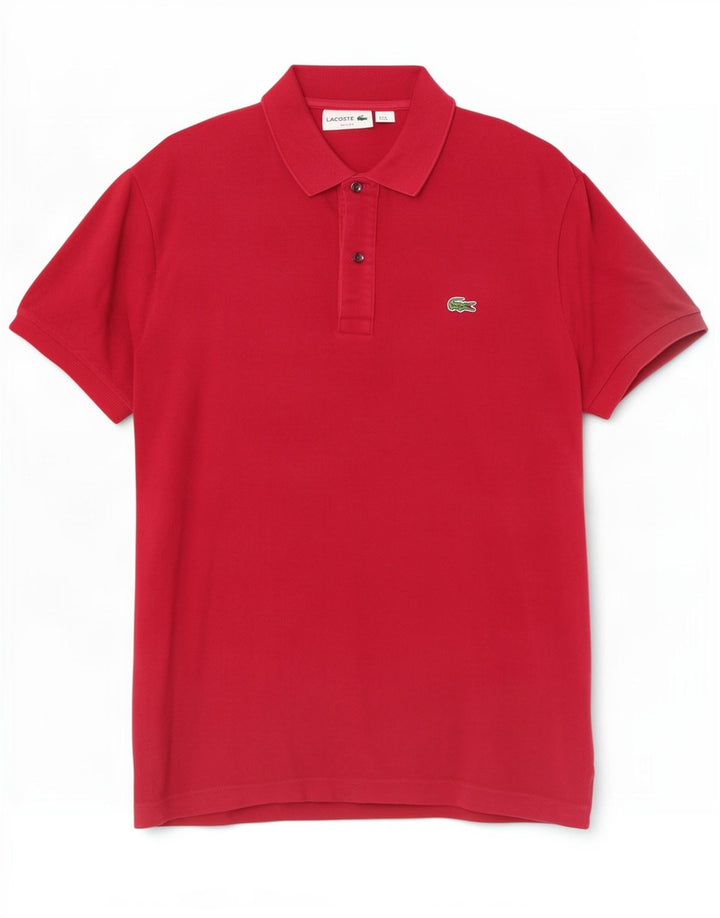 Мужская рубашка-поло приталенного кроя Lacoste, размер 4, средний красный хлопок, размер 4