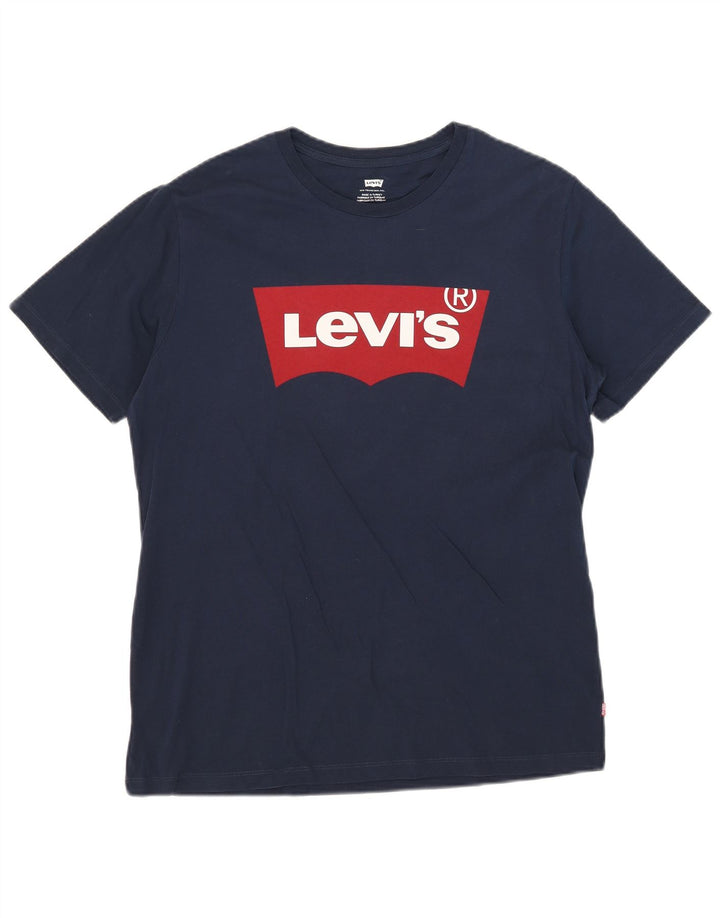 Мужская футболка с рисунком Levi's, большая, темно-синяя