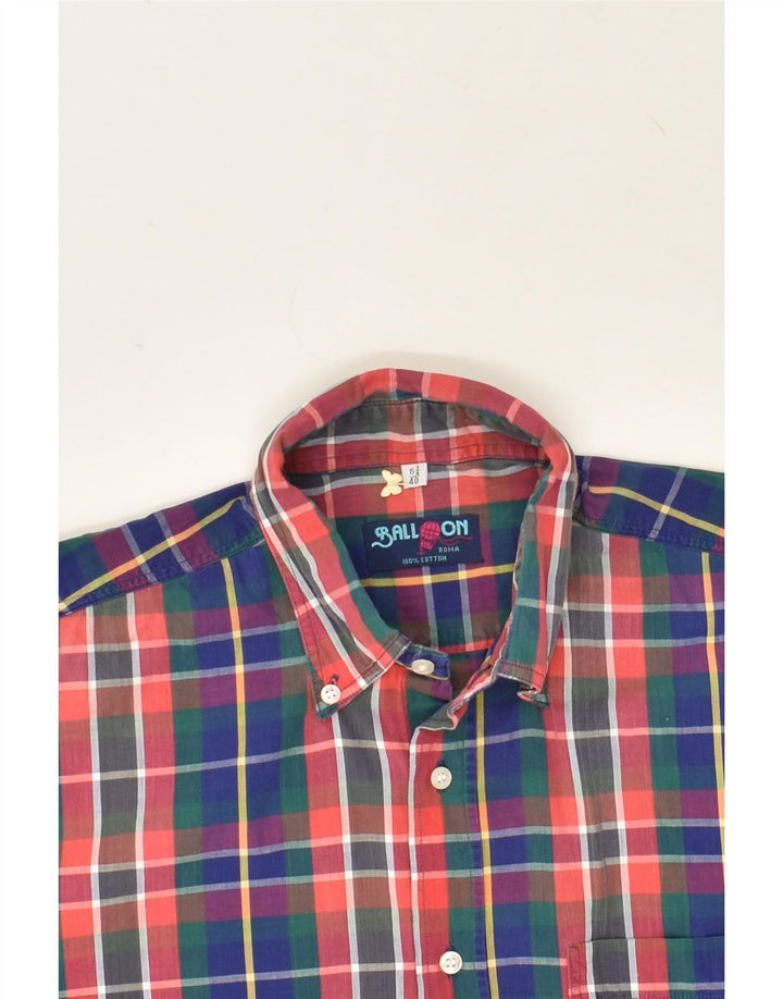 BALLOON Mens Short Sleeve Shirt Size 15 3/4 40 Medium Multicoloured Check Vintage Balloon and Second-Hand Balloon from Messina Hembry 