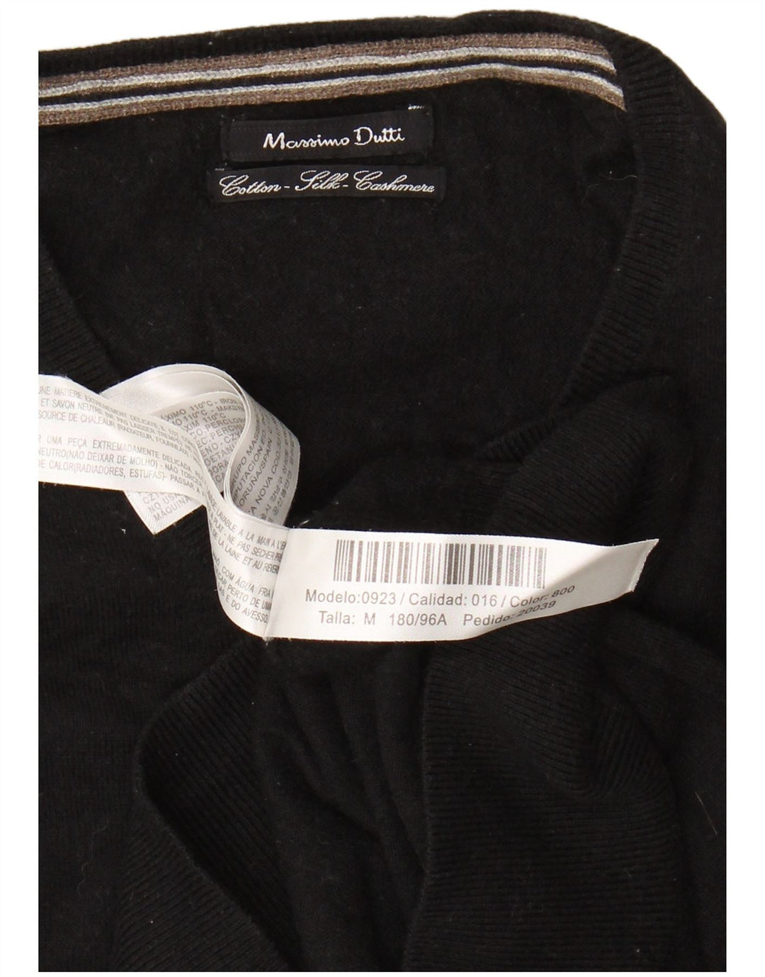 Женский джемпер с v-образным вырезом MASSIMO DUTTI UK 14, средний черный хлопок