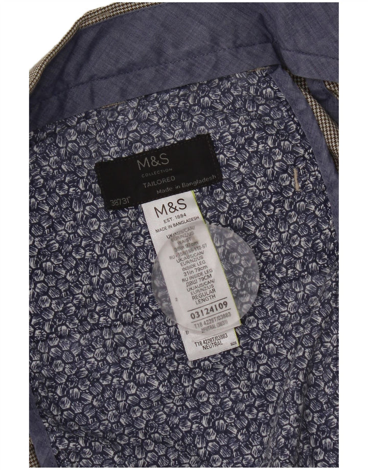 Мужские прямые костюмные брюки Marks & Spencer W38 L31 серые с узором "гусиные лапки"