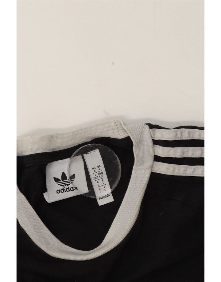 Мужской топ Adidas с длинным рукавом, большой черный, хлопок с цветными блоками