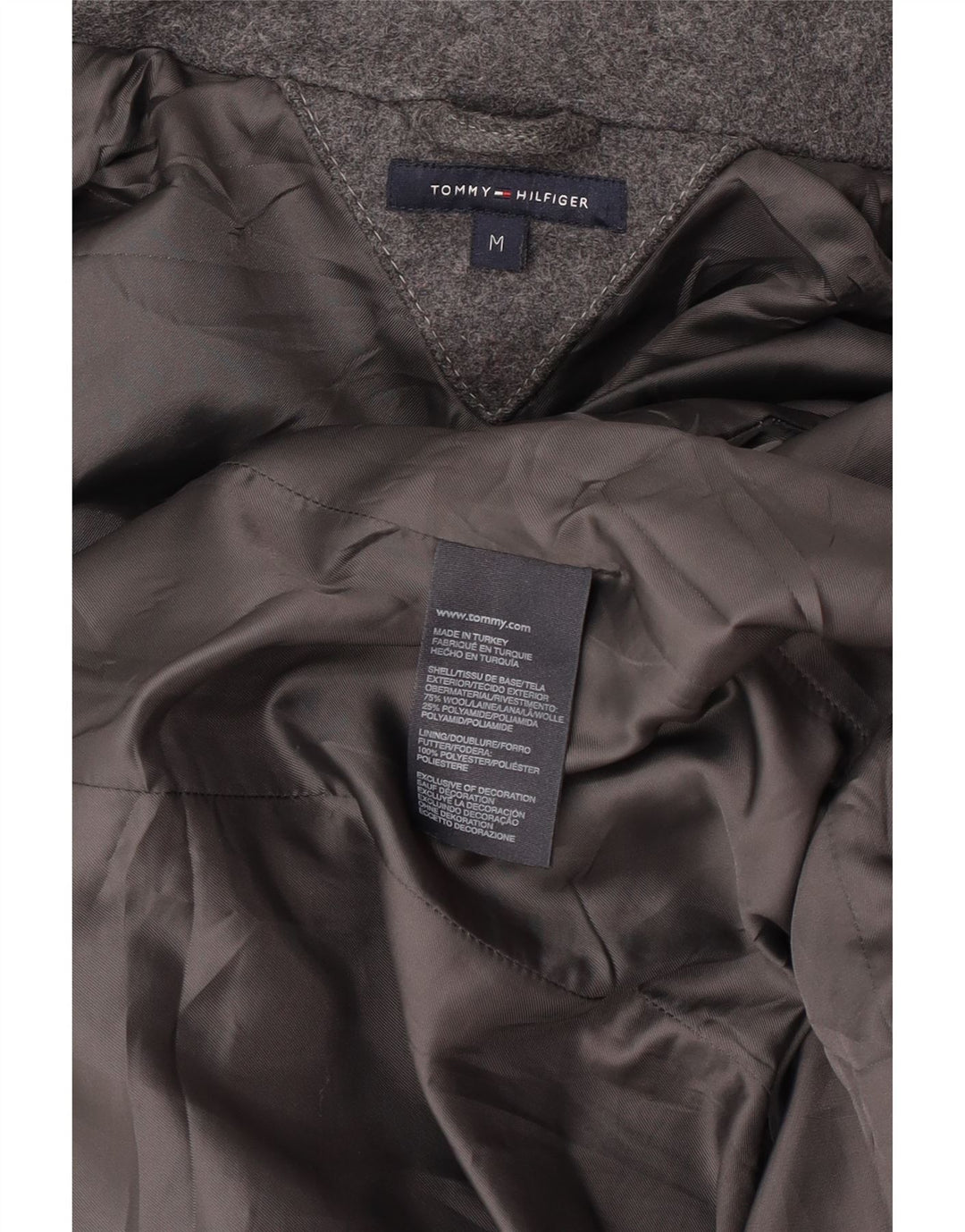 Женский дафлкот с капюшоном Tommy Hilfiger UK 14, средний серый, шерсть